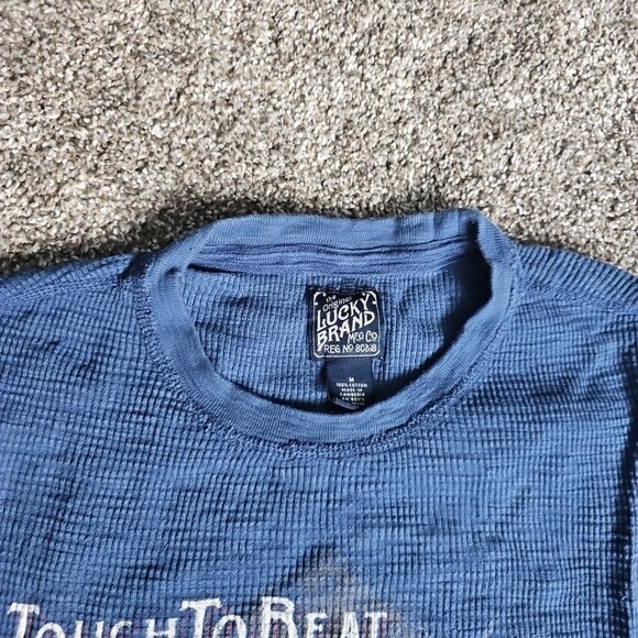 Lucky Brand "Tough to Beat" Las Vegas Blue Size Medium Waffle Knit Long Sleeve - Picture 6 of 7